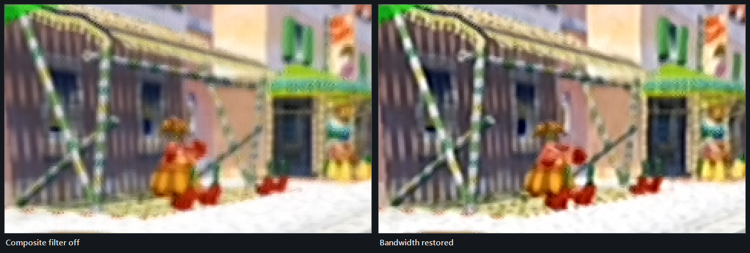 The same frame with restore bandwidth off and at full